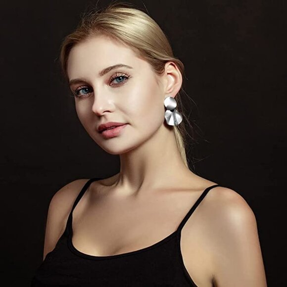 Big Drop Earrings Long Geometric Statement Earrings for Women Girls Gift - Picture 3 of 4